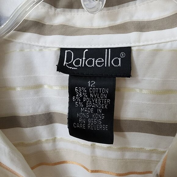 Rafaella Womens‎ Striped Button-Up Blouse Size 12 Beige & White - Picture 2 of 10